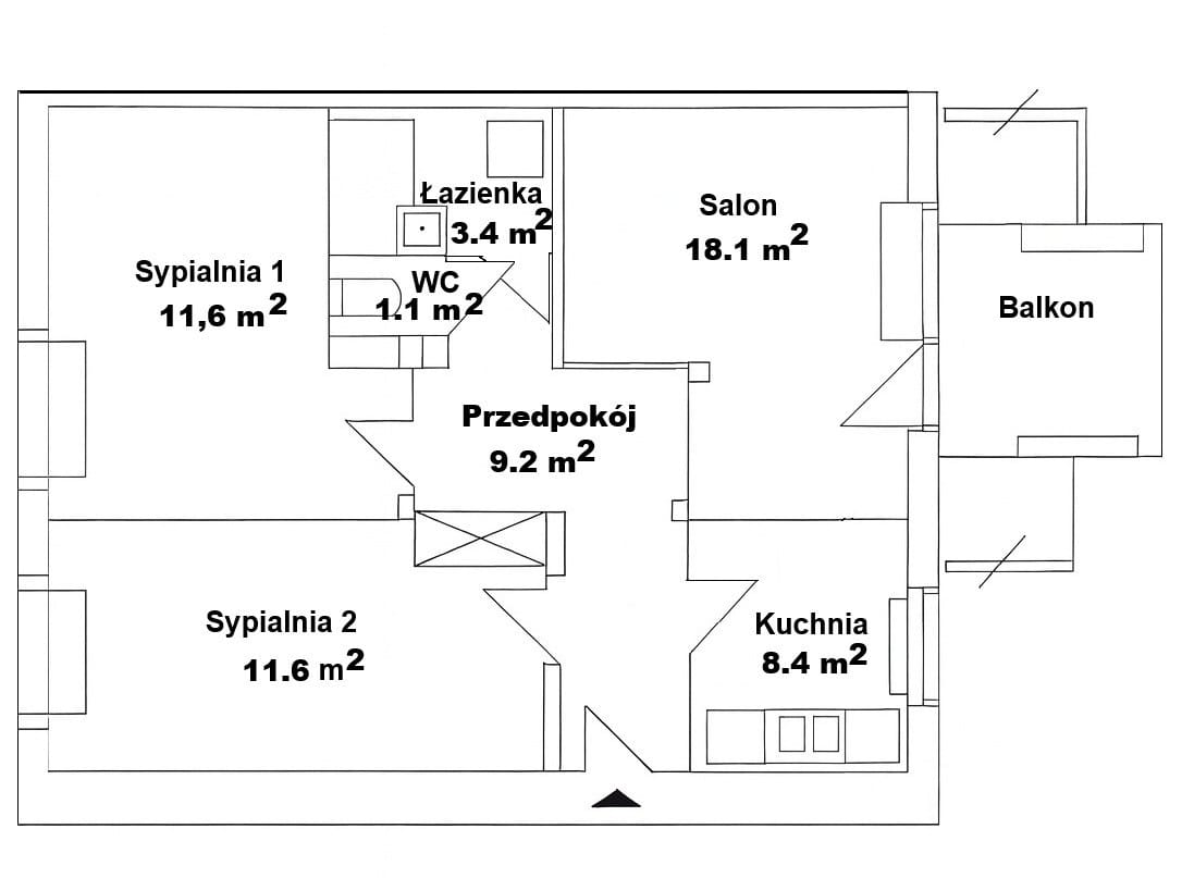 Mieszkanie 3 pokojowe na Sprzedaż