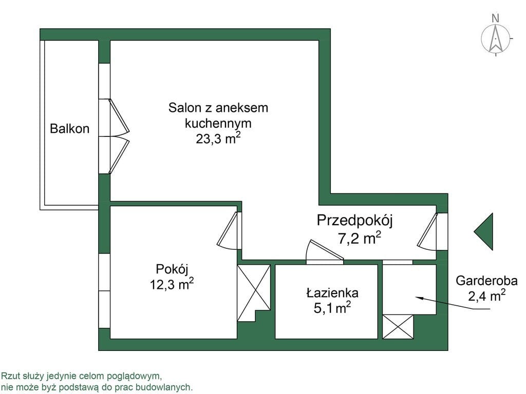 Mieszkanie 2 pokojowe na Sprzedaż