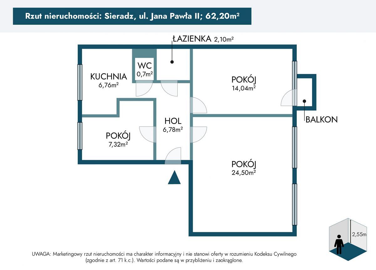 Mieszkanie 3 pokojowe na Sprzedaż