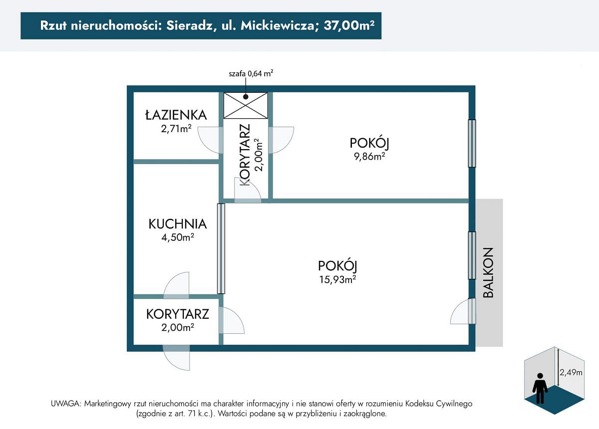 Mieszkanie 2 pokojowe na Sprzedaż