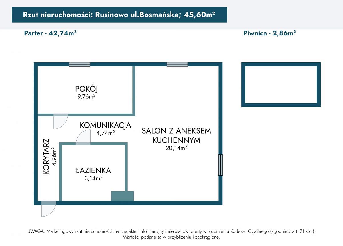 Mieszkanie 1 pokojowe na Sprzedaż