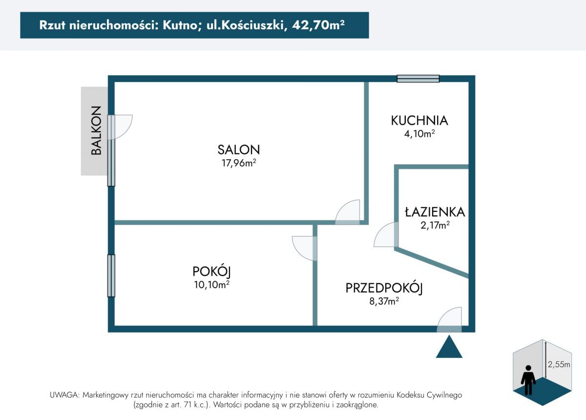 Mieszkanie 2 pokojowe na Sprzedaż