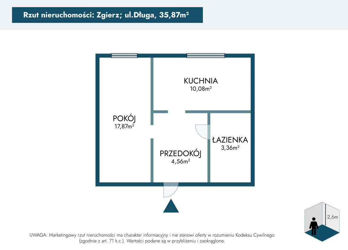 Mieszkanie 1 pokojowe na Sprzedaż