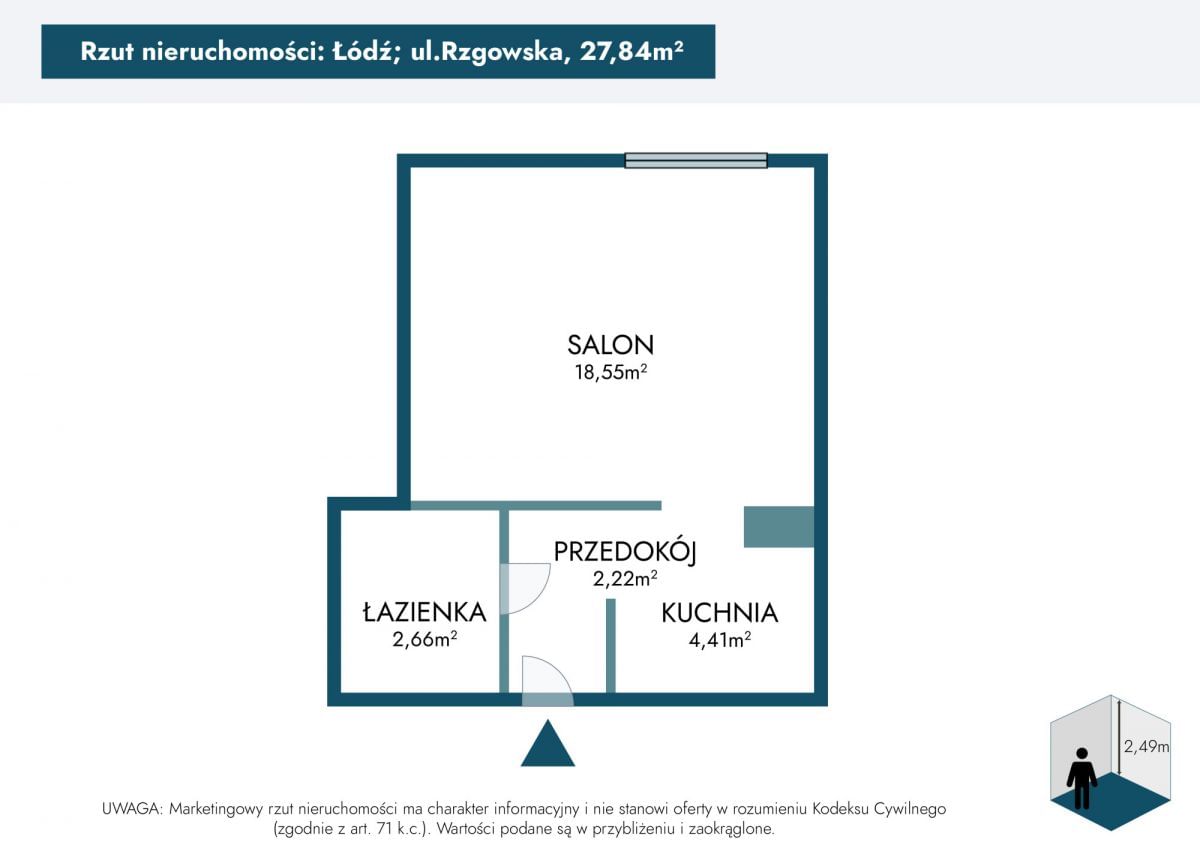 Mieszkanie 1 pokojowe na Sprzedaż
