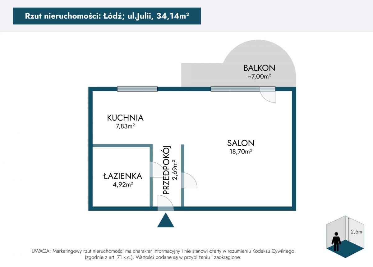 Mieszkanie 1 pokojowe na Sprzedaż