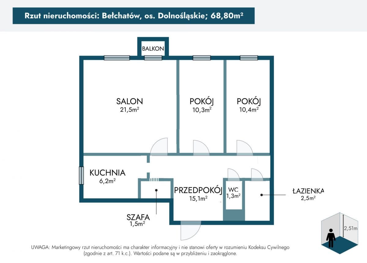 Mieszkanie 3 pokojowe na Sprzedaż