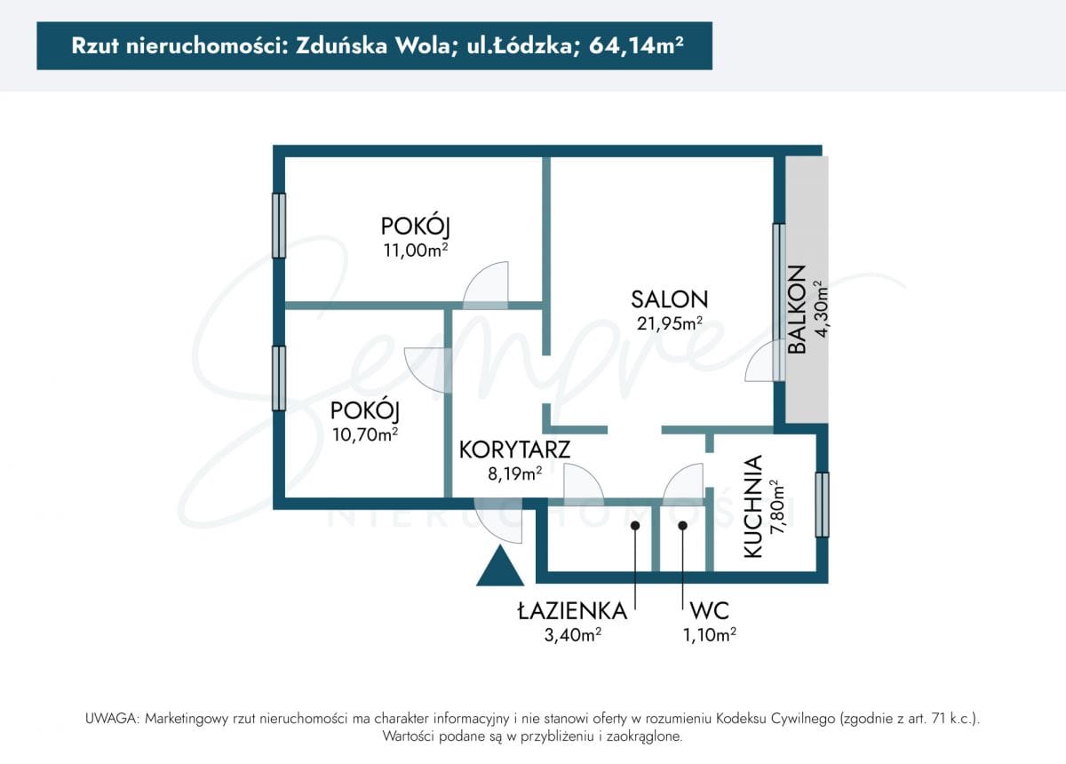 Mieszkanie 3 pokojowe na Sprzedaż