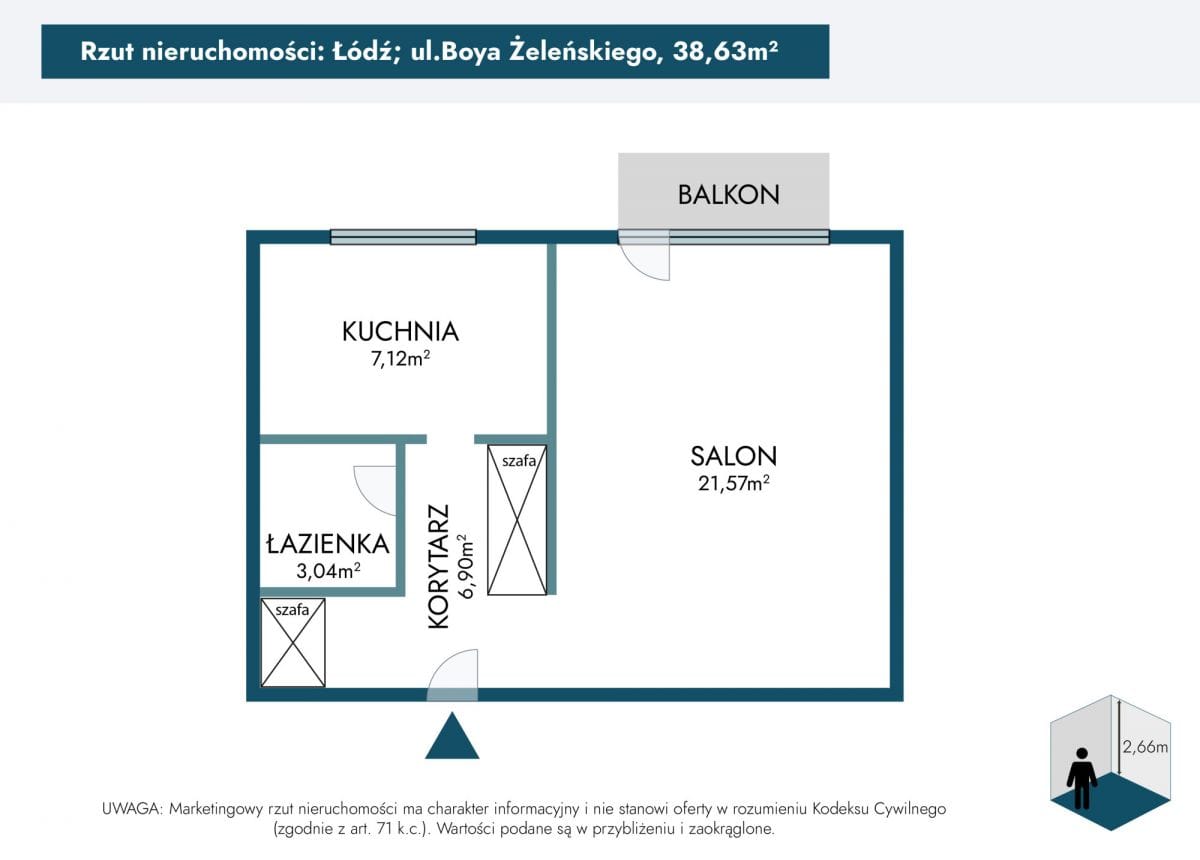 Mieszkanie 1 pokojowe na Sprzedaż