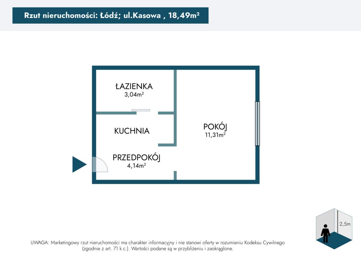Mieszkanie 1 pokojowe na Sprzedaż