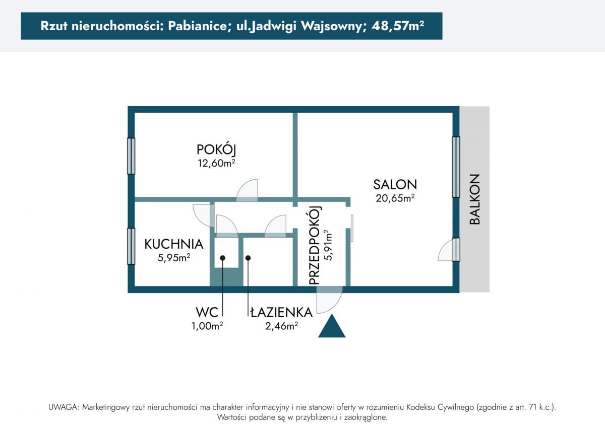 Mieszkanie 2 pokojowe na Sprzedaż