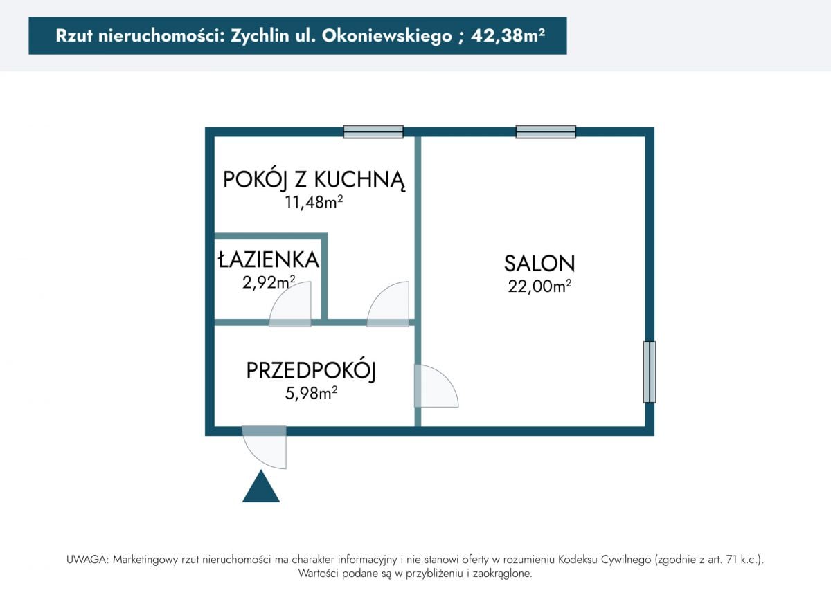 Mieszkanie 1 pokojowe na Sprzedaż