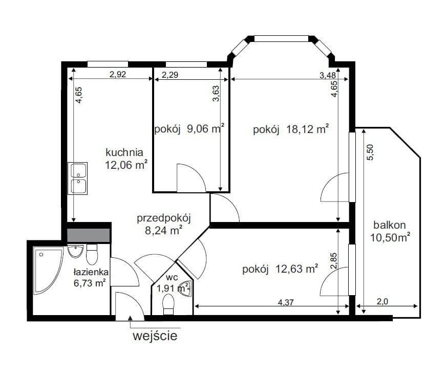 Mieszkanie 3 pokojowe na Sprzedaż