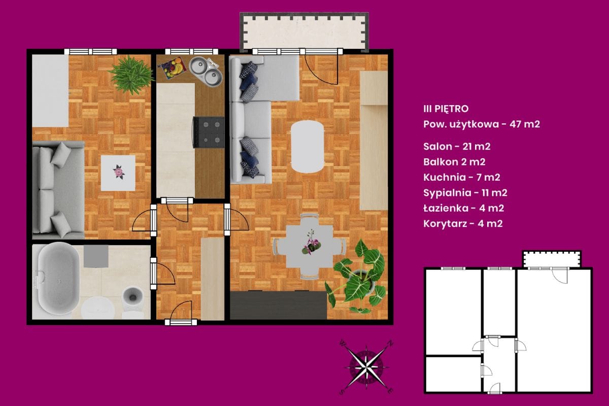 Mieszkanie 2 pokojowe na Sprzedaż