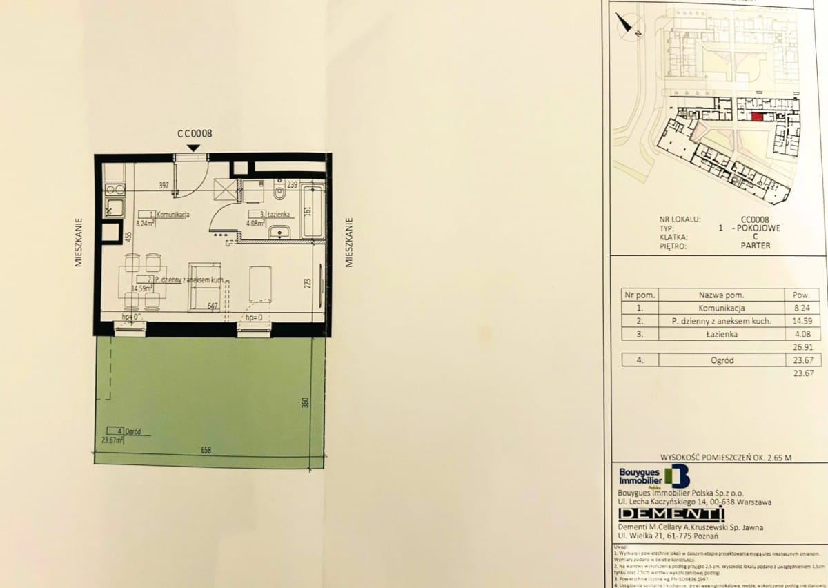 Mieszkanie 1 pokojowe na Sprzedaż