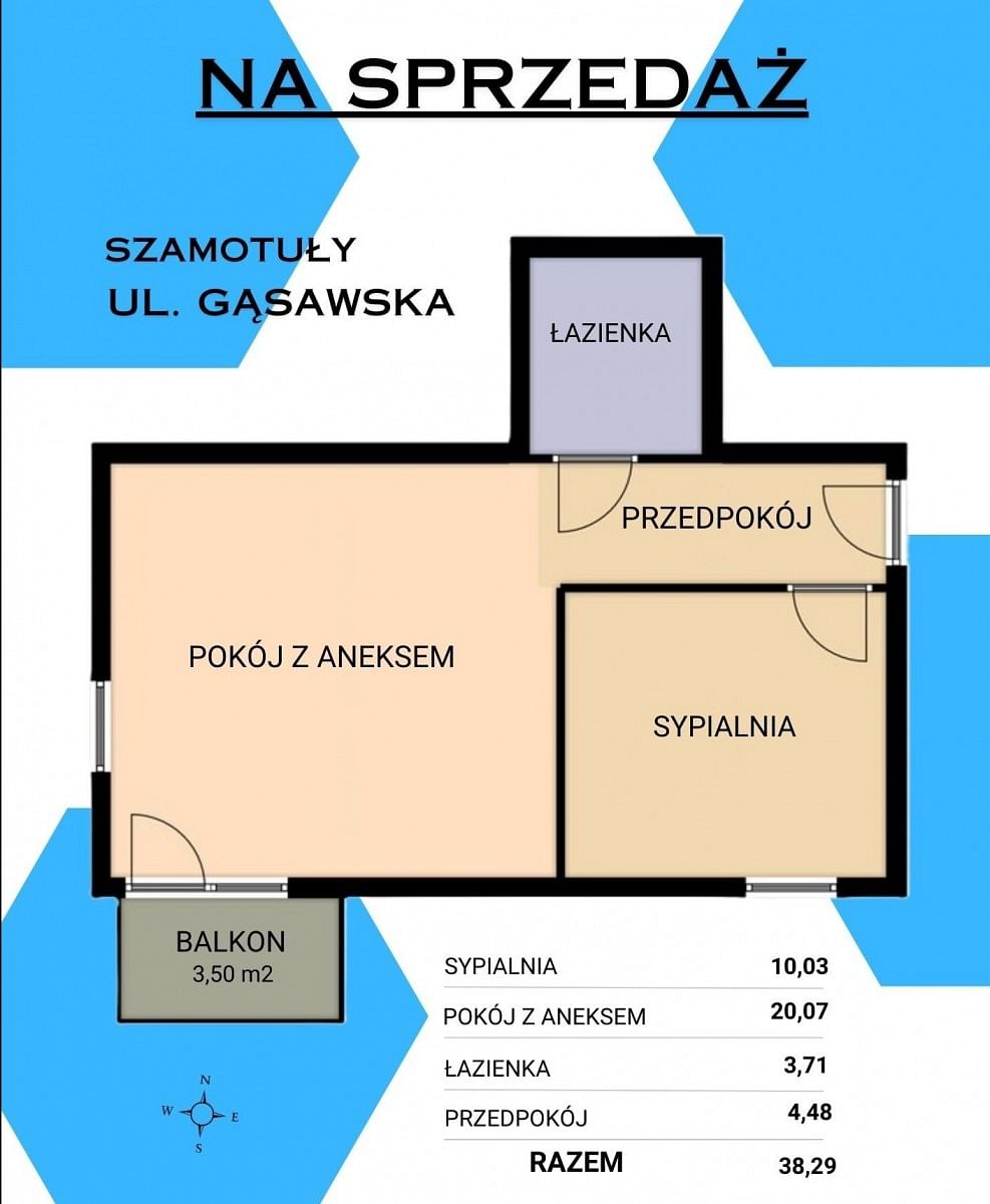 Mieszkanie 2 pokojowe na Sprzedaż