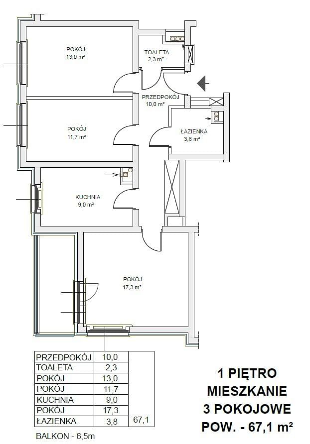 Mieszkanie 3 pokojowe na Sprzedaż