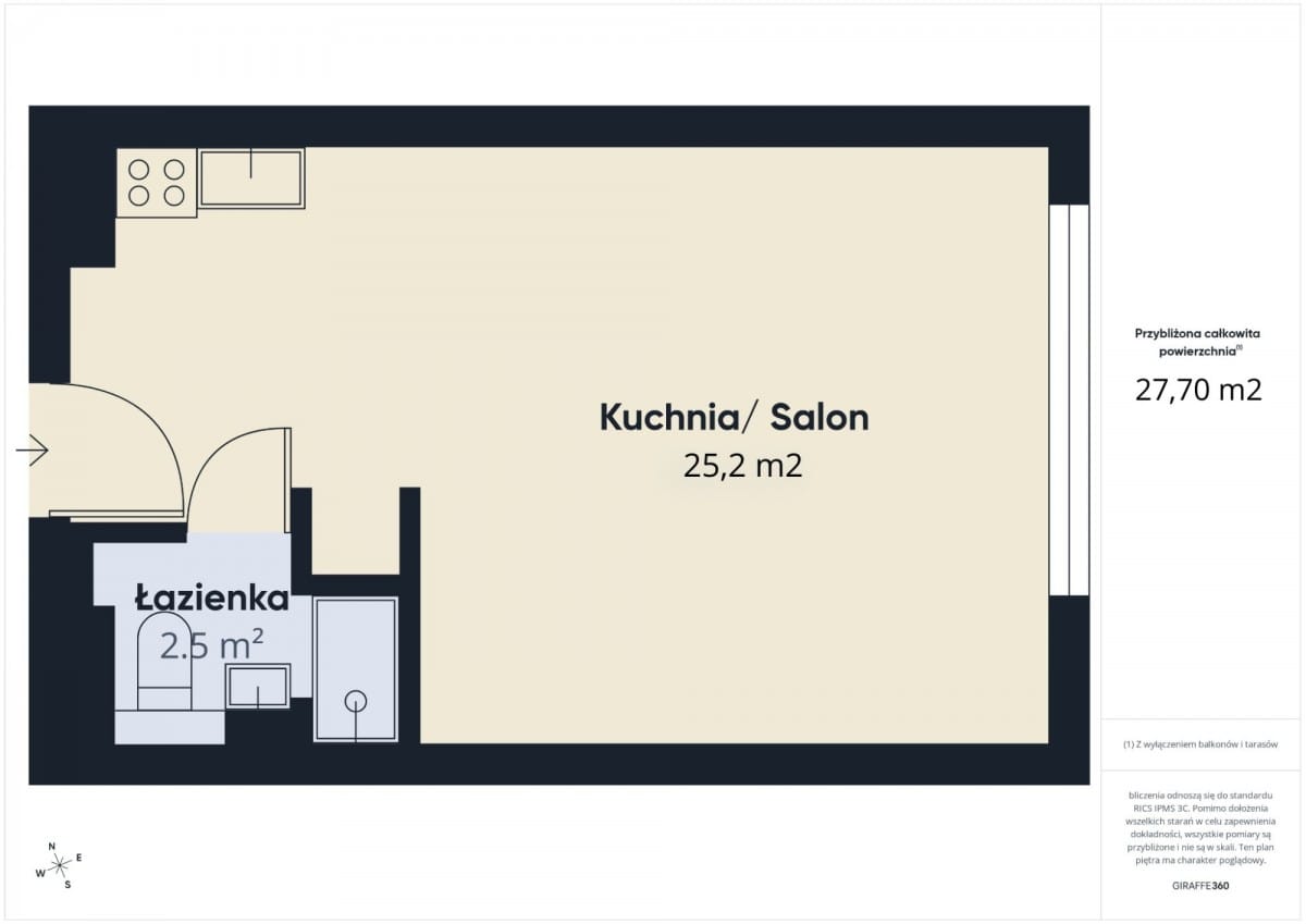 Mieszkanie 1 pokojowe na Sprzedaż