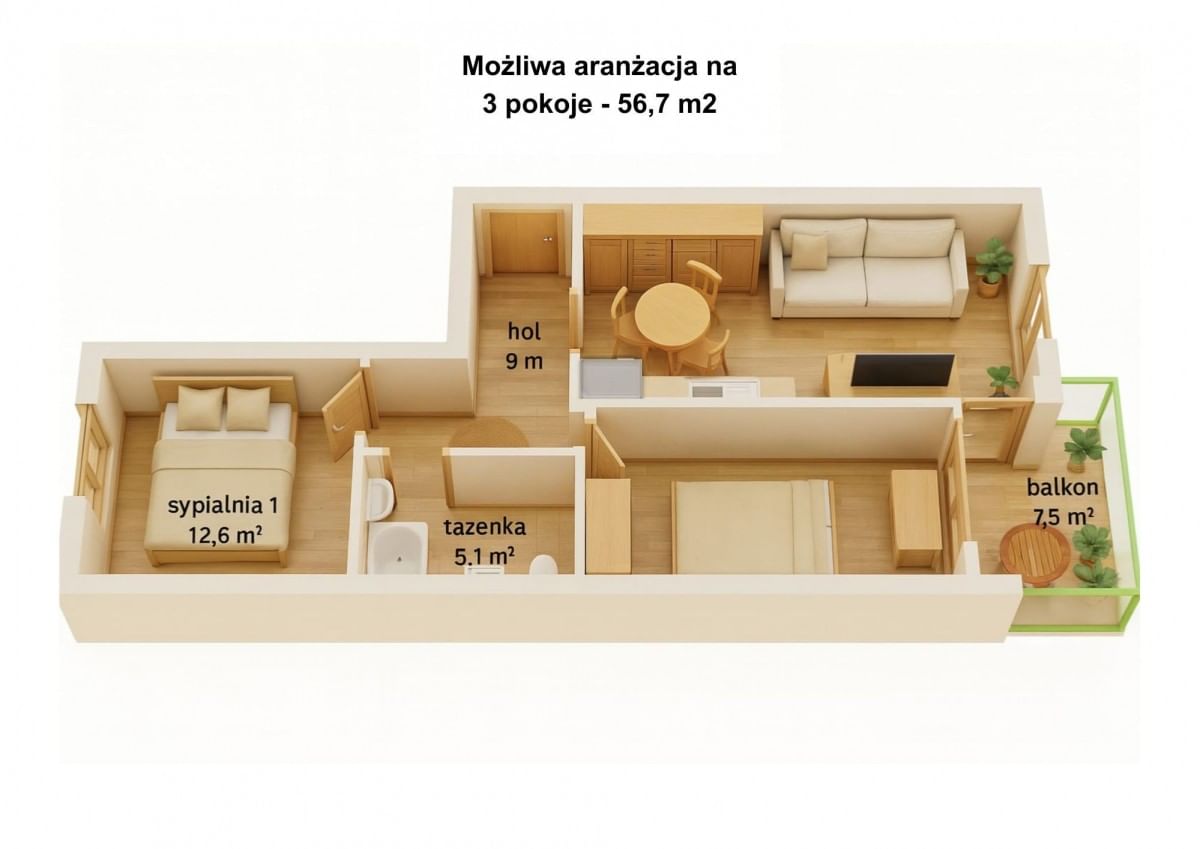 Mieszkanie 2 pokojowe na Sprzedaż