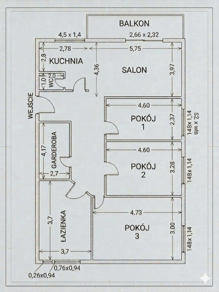 Mieszkanie 4 pokojowe na Sprzedaż