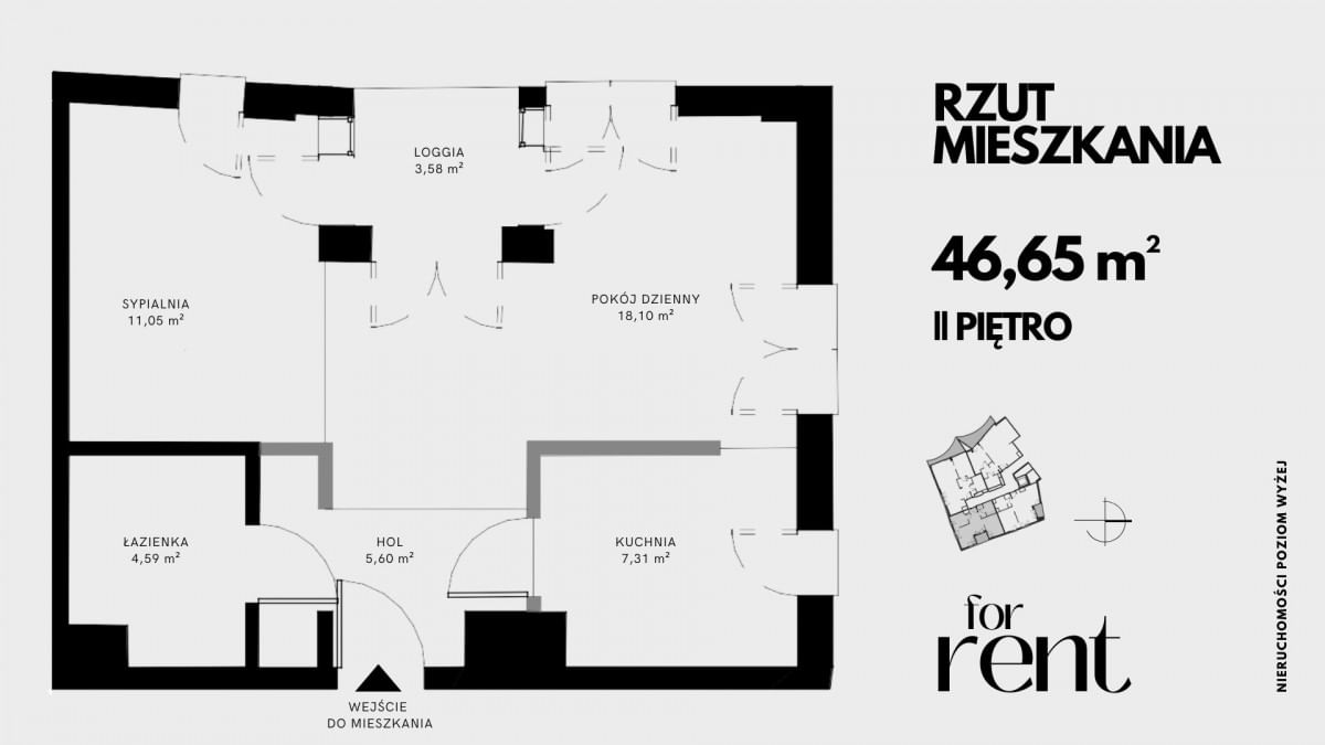 Mieszkanie 2 pokojowe na Wynajem