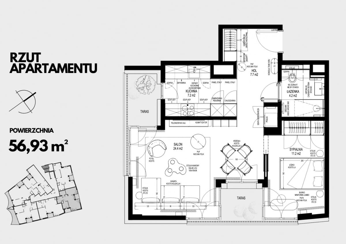 Mieszkanie 2 pokojowe na Wynajem
