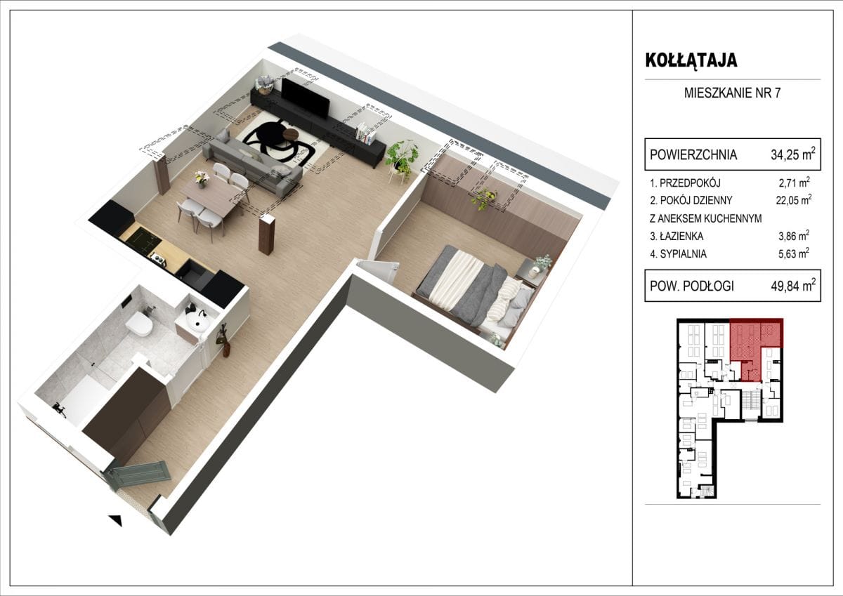 Mieszkanie 2 pokojowe na Sprzedaż