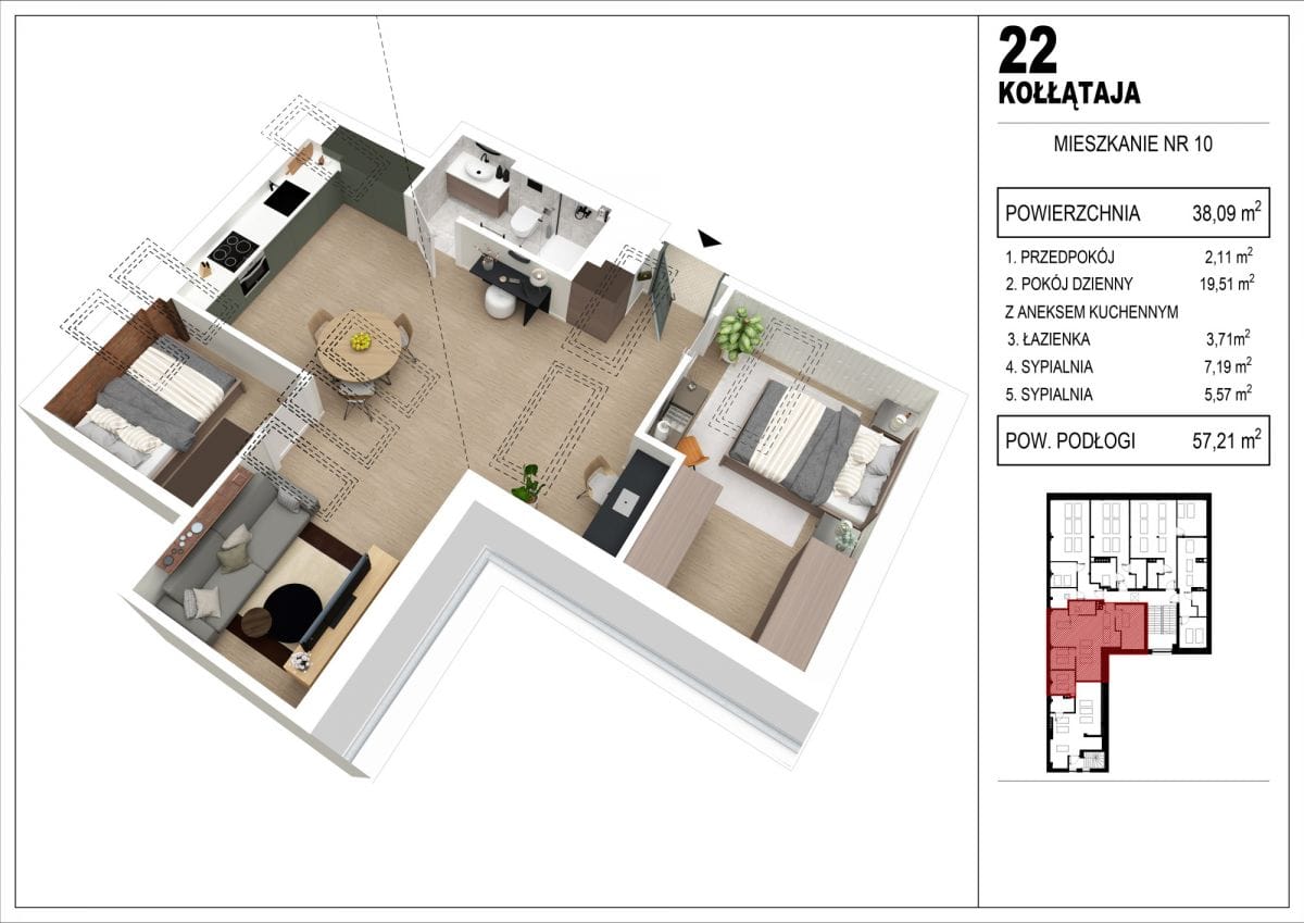 Mieszkanie 3 pokojowe na Sprzedaż