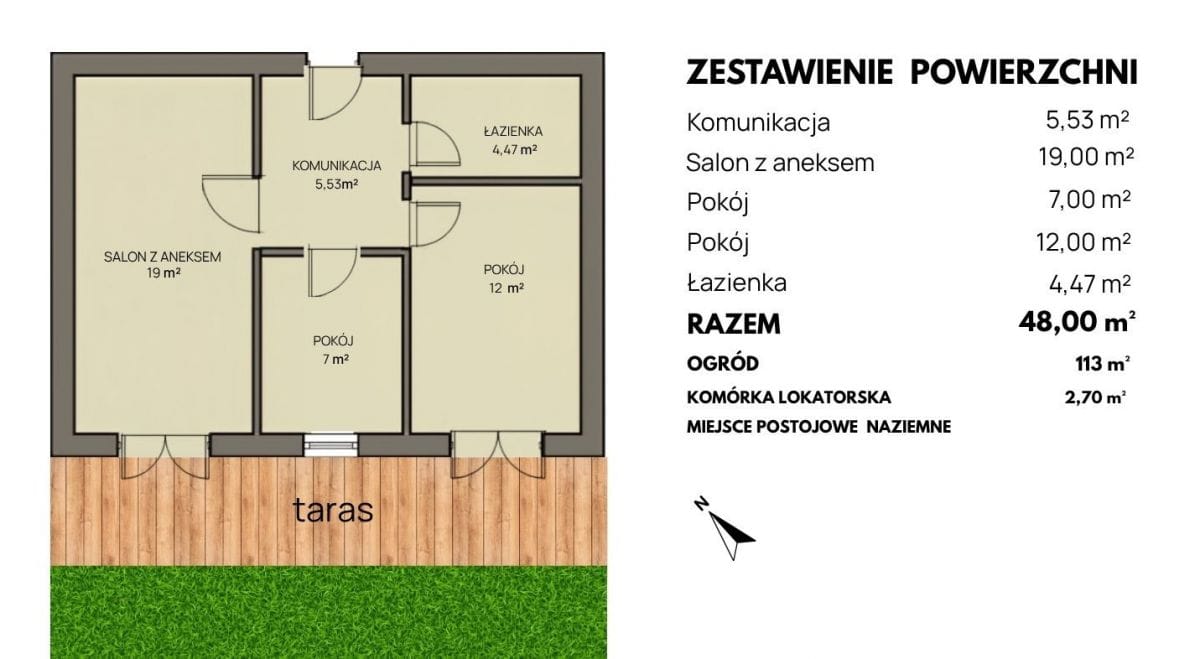 Mieszkanie 3 pokojowe na Sprzedaż