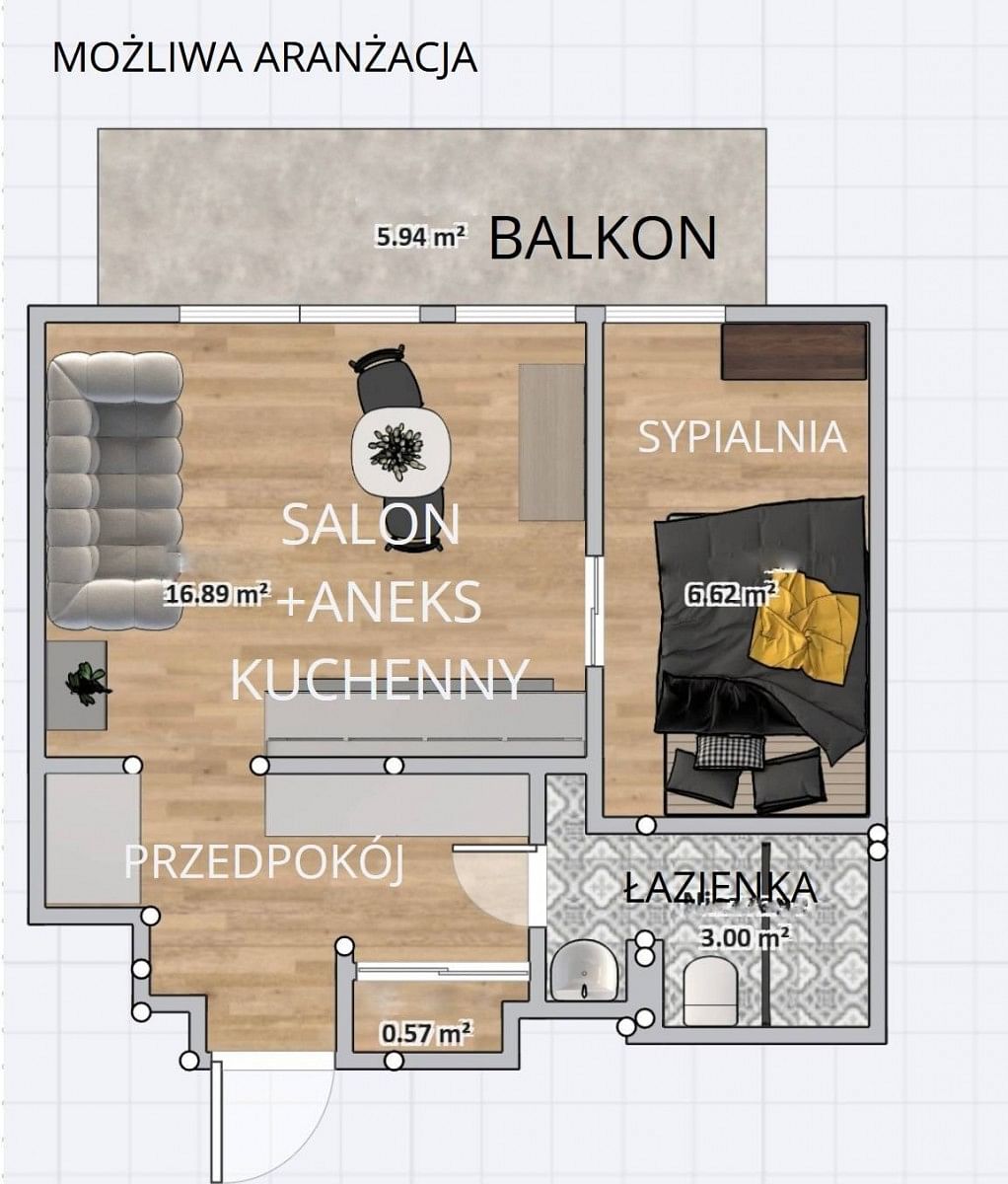 Mieszkanie 1 pokojowe na Sprzedaż