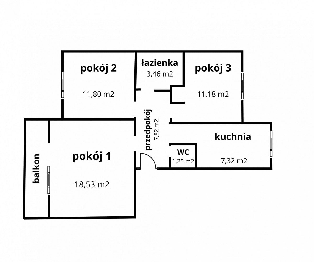 Mieszkanie 3 pokojowe na Sprzedaż