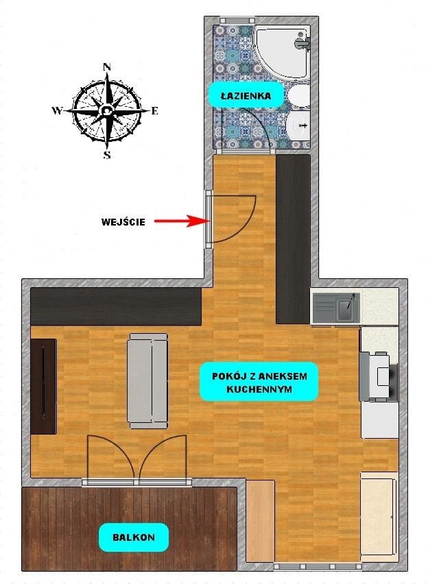 Mieszkanie 1 pokojowe na Sprzedaż