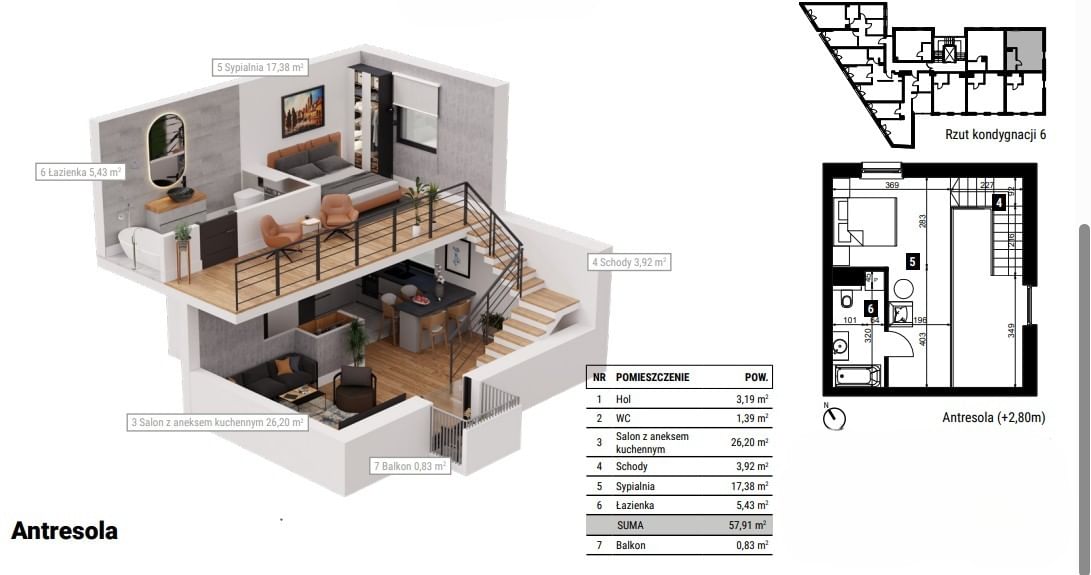 Mieszkanie 2 pokojowe na Sprzedaż