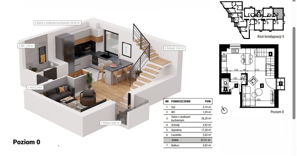 Mieszkanie 2 pokojowe na Sprzedaż