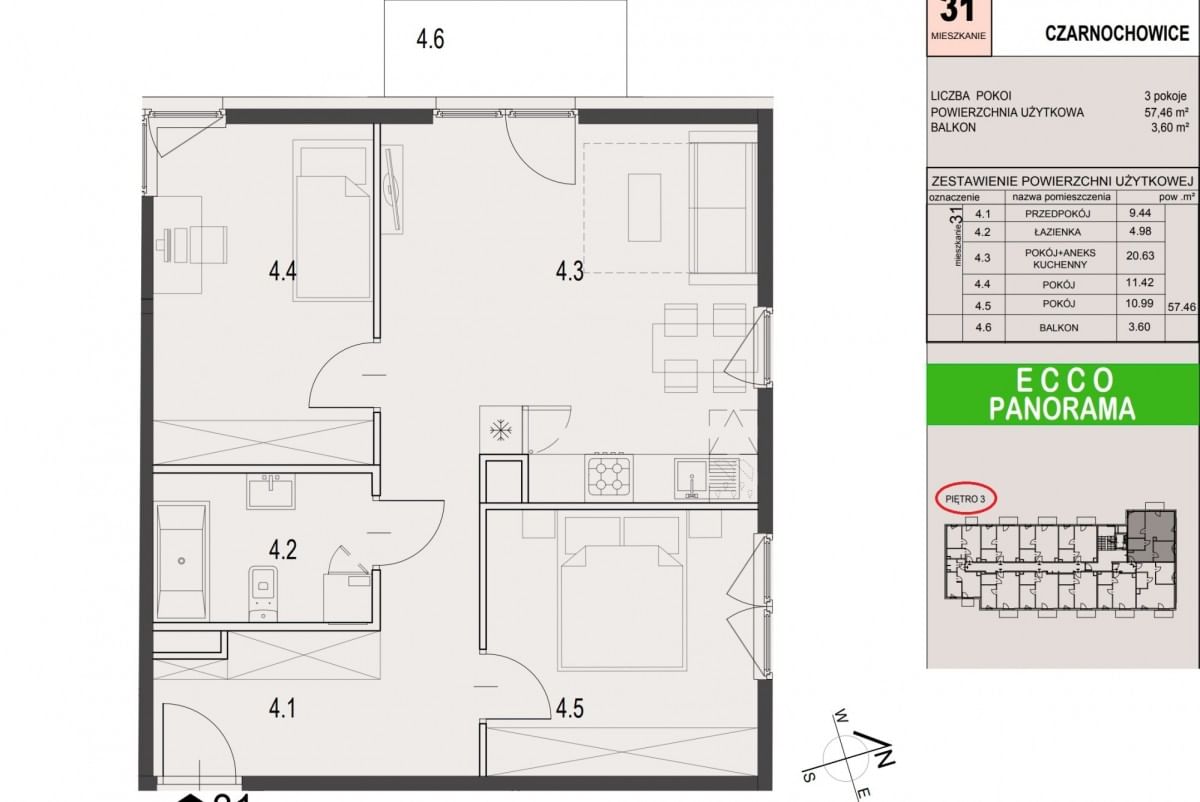 Mieszkanie 3 pokojowe na Sprzedaż
