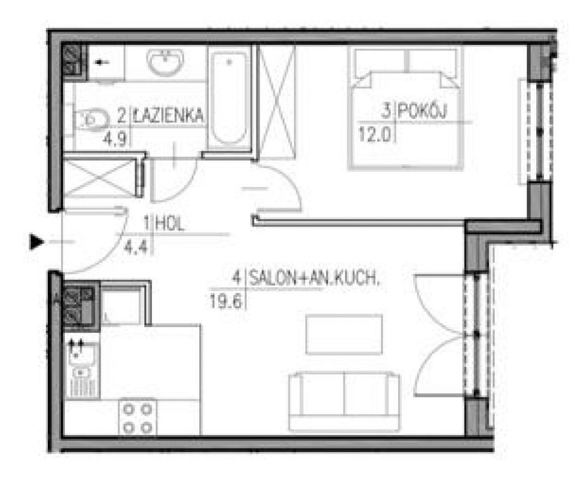 Mieszkanie 2 pokojowe na Sprzedaż