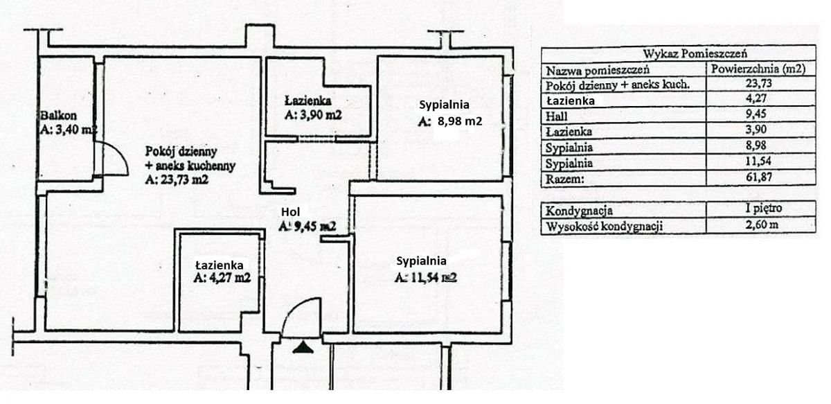 Mieszkanie 3 pokojowe na Sprzedaż