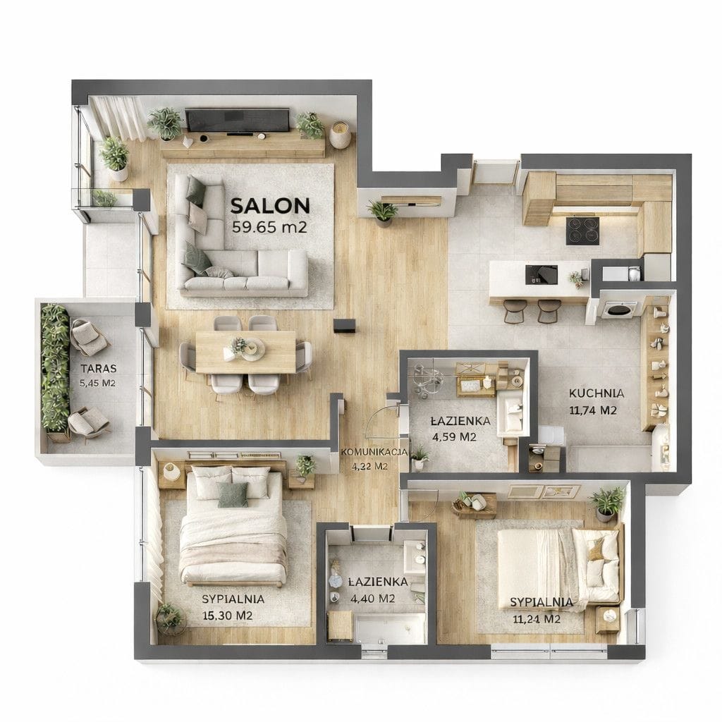 Mieszkanie 3 pokojowe na Sprzedaż