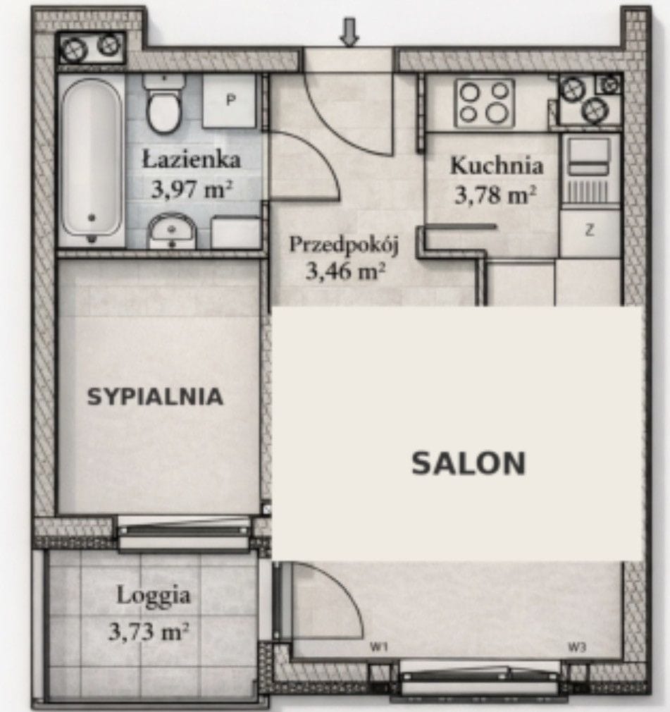 Mieszkanie 2 pokojowe na Sprzedaż