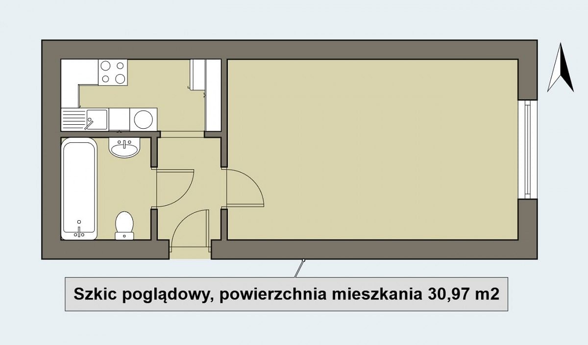 Mieszkanie 1 pokojowe na Sprzedaż