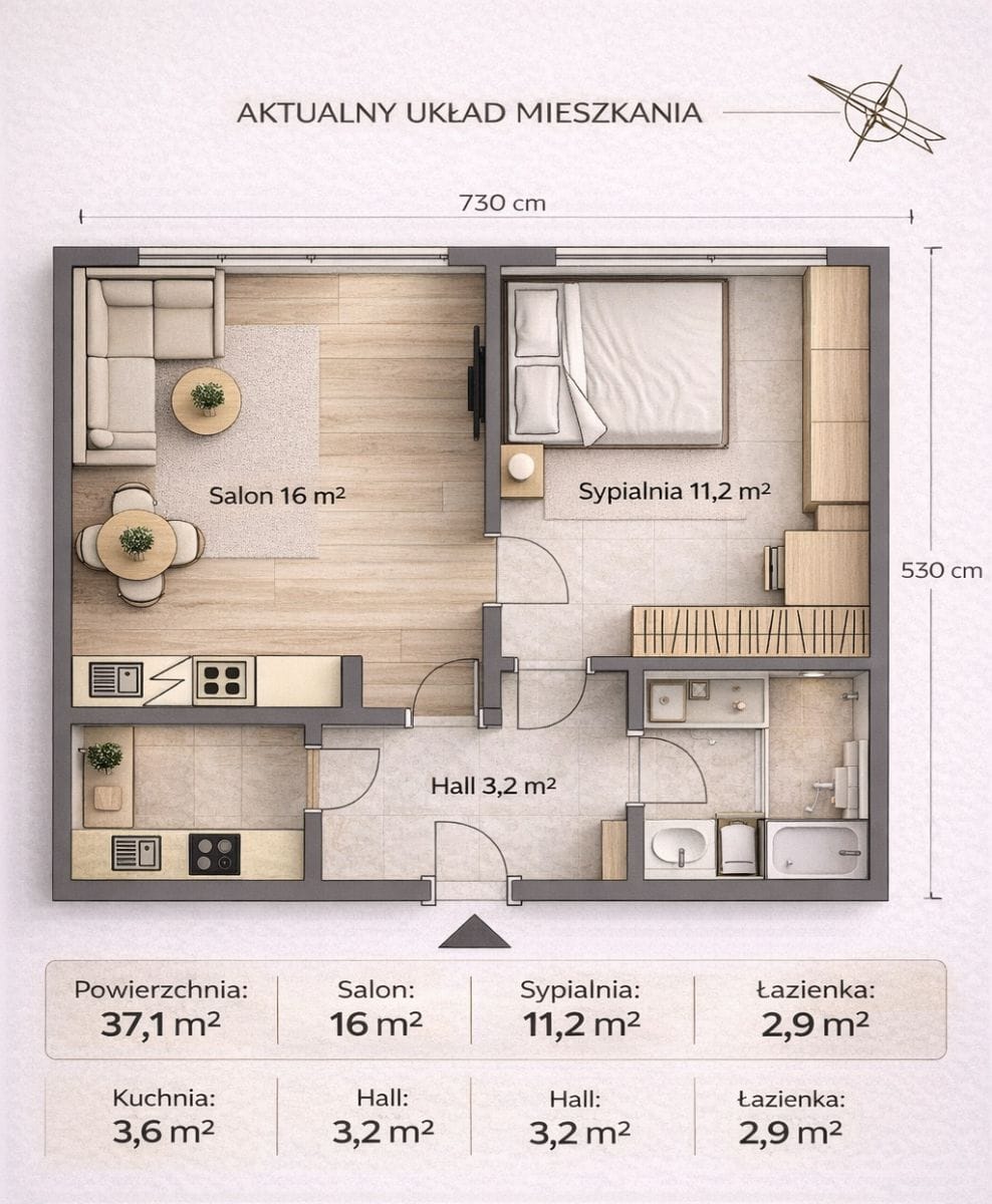 Mieszkanie 2 pokojowe na Sprzedaż