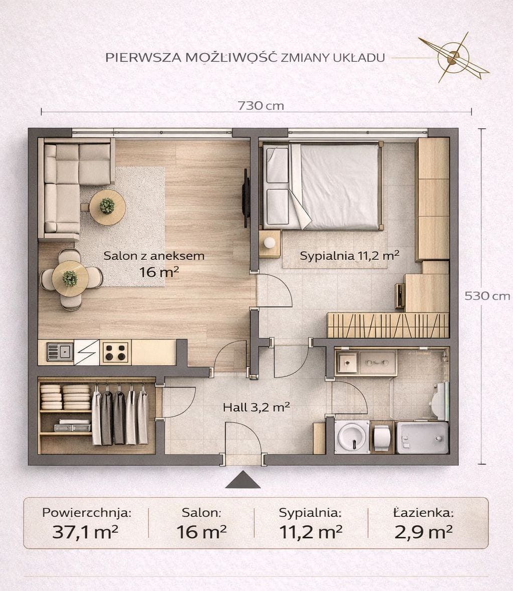 Mieszkanie 2 pokojowe na Sprzedaż