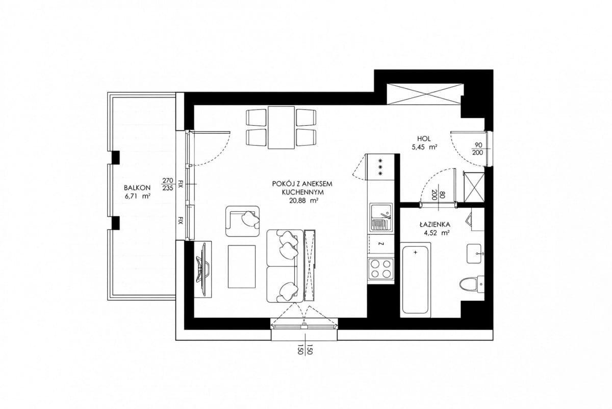 Mieszkanie 1 pokojowe na Sprzedaż