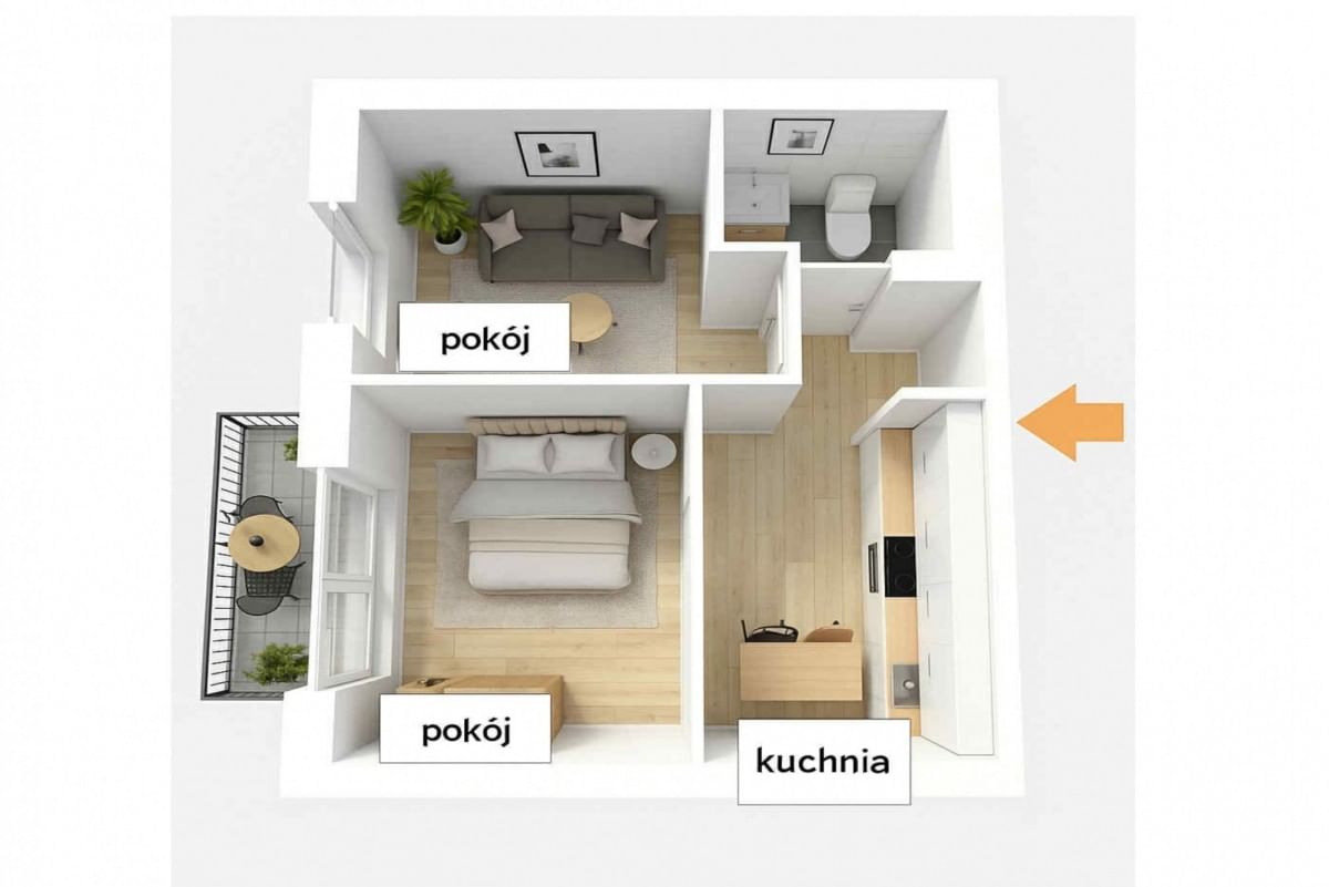 Mieszkanie 2 pokojowe na Sprzedaż