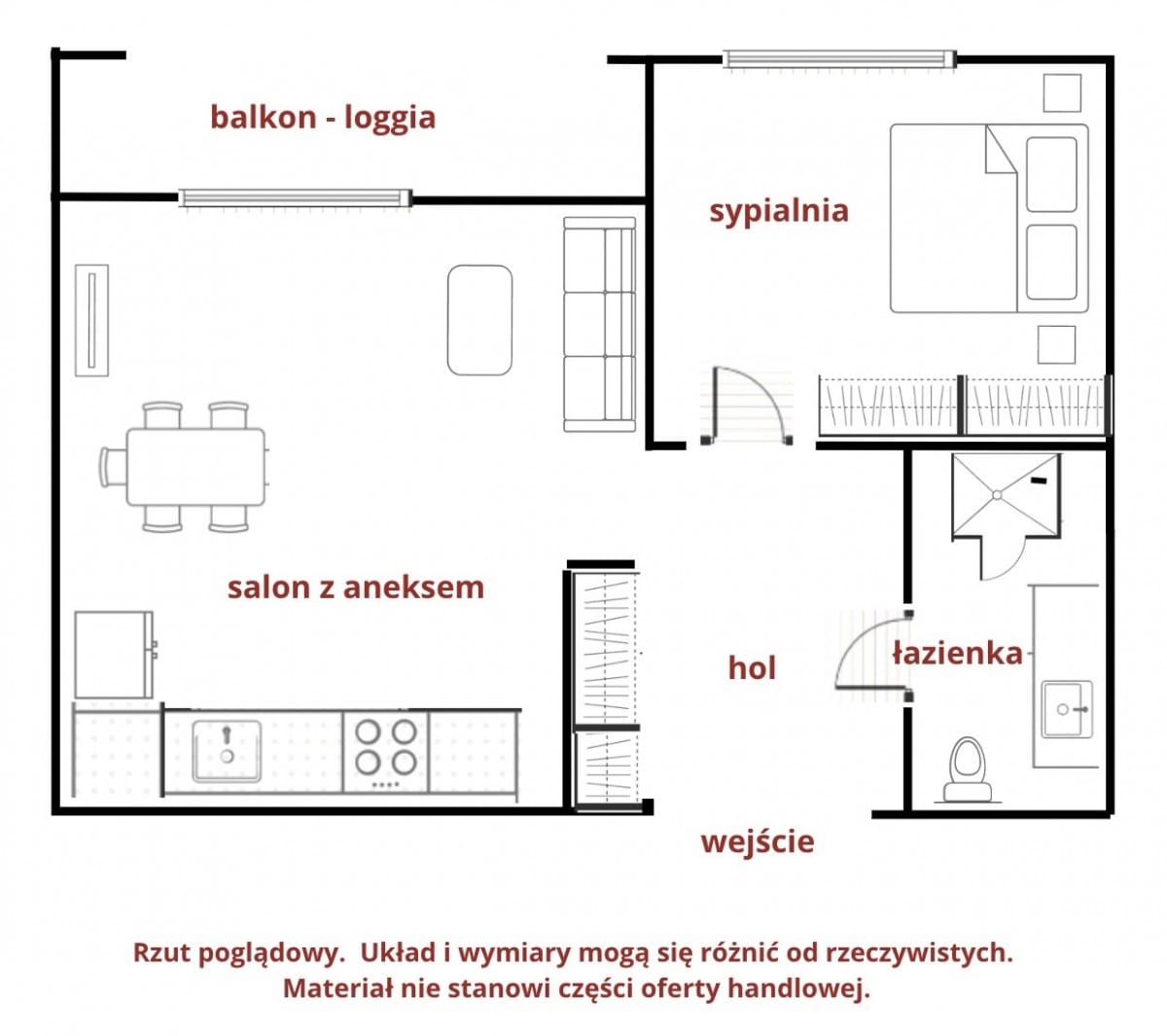 Mieszkanie 2 pokojowe na Wynajem