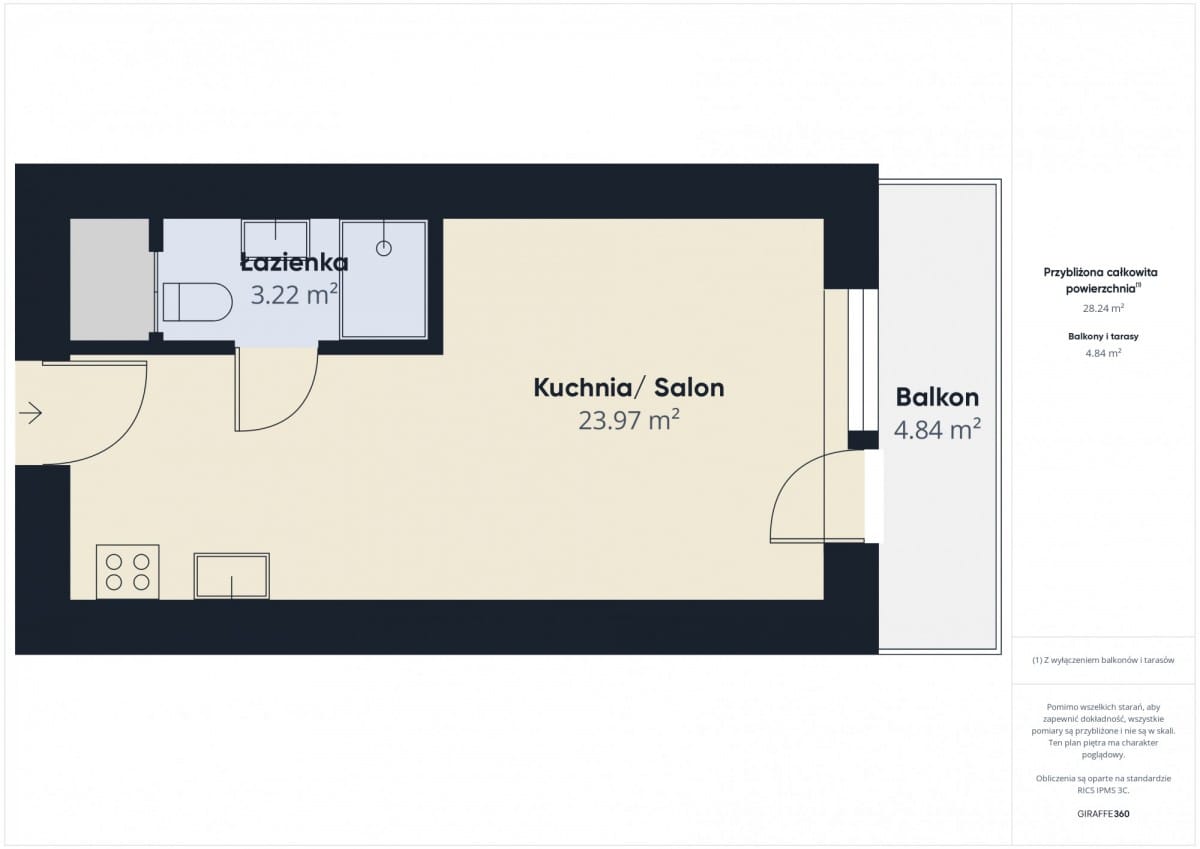 Mieszkanie 1 pokojowe na Sprzedaż