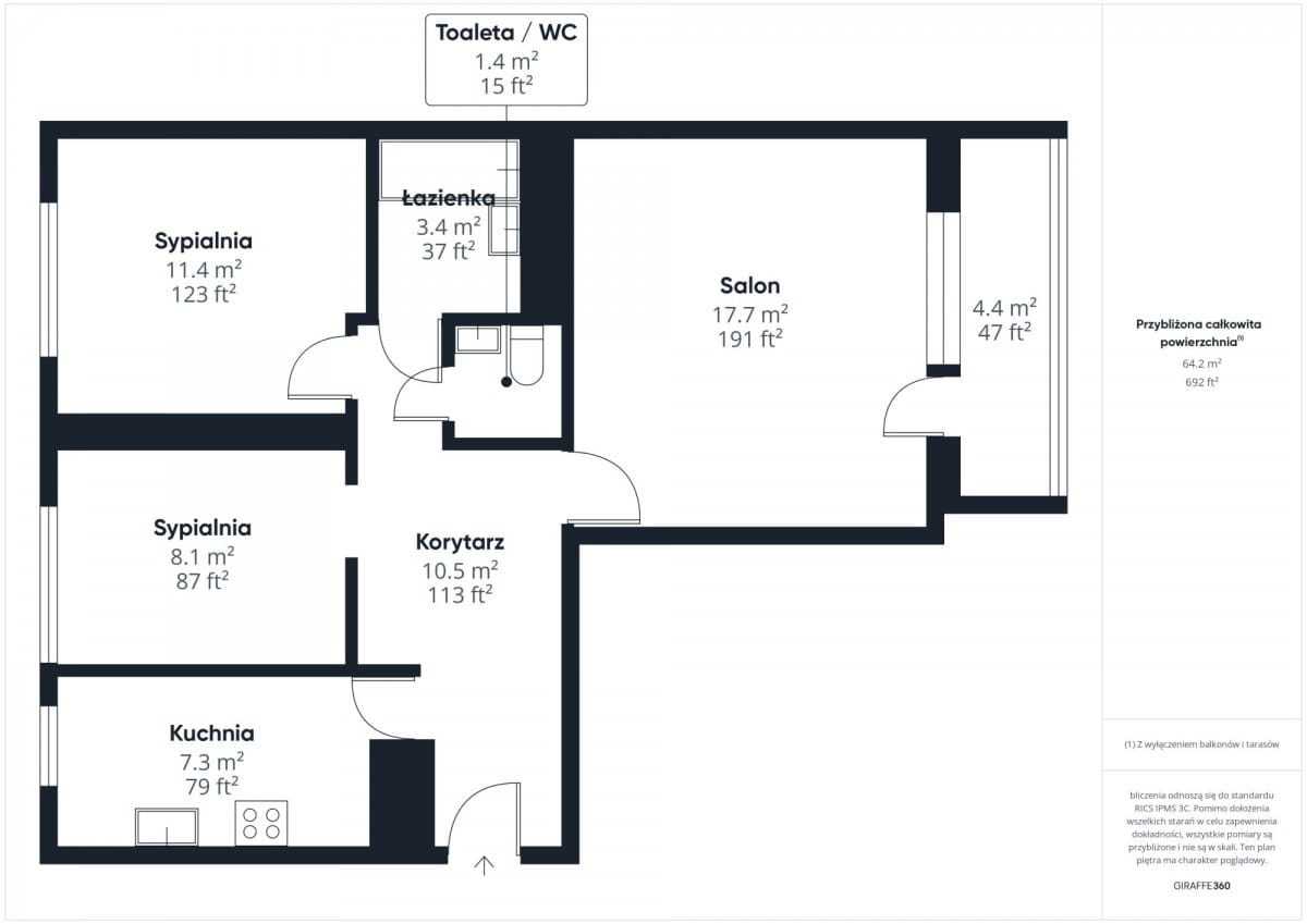 Mieszkanie 3 pokojowe na Sprzedaż
