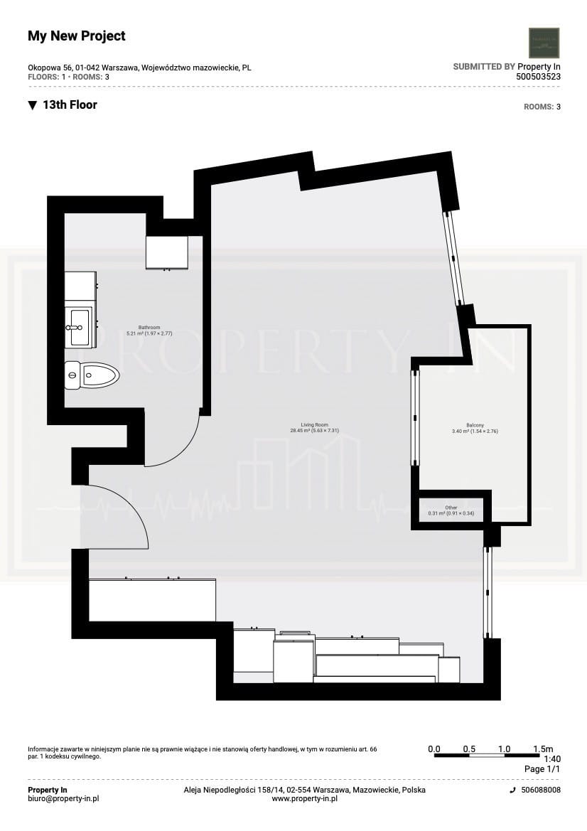 Mieszkanie 1 pokojowe na Sprzedaż
