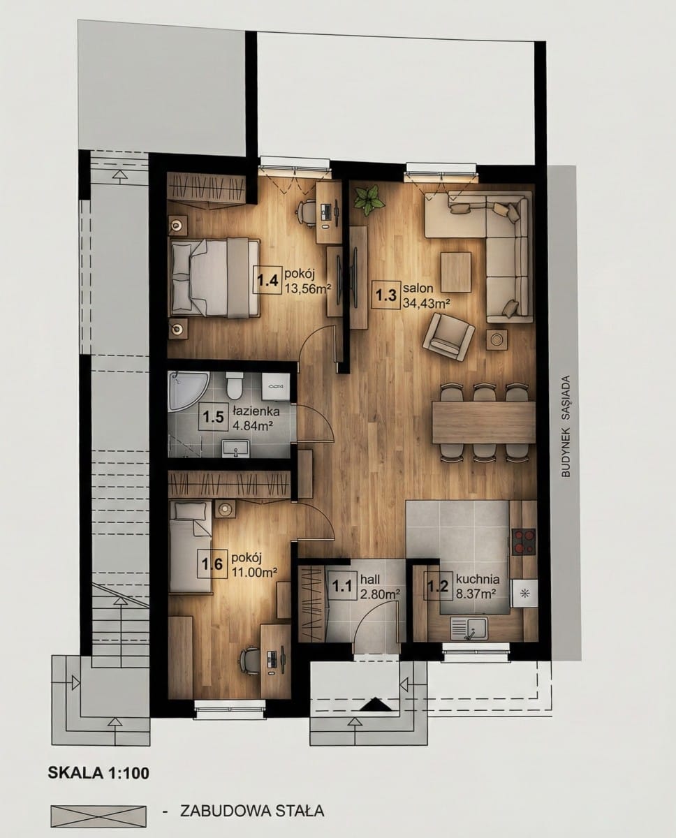 Mieszkanie 3 pokojowe na Sprzedaż