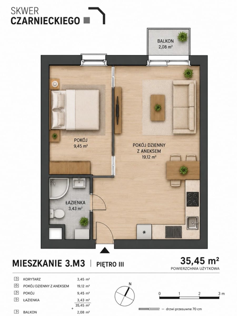 Mieszkanie 2 pokojowe na Sprzedaż