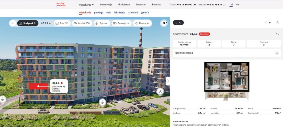 Mieszkanie 3 pokojowe na Sprzedaż